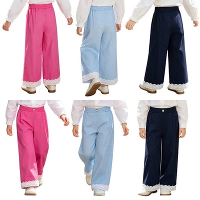 Mädchen Hose Schule Lose Elastischer Bund Weitbeinig Ladung Jogginghose Leicht - Bild 1 von 3