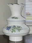 Vintage Milk Glass Blue Wild Rose Pattern Milk Glass Lamp Shade  ~ 2 7/8" Fitter