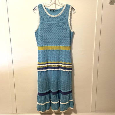 Absolutely Famous Crocheted Dress SZ XL Beachy Boho Colorful Lined