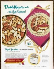 1953 Double Kay Salted Nuts Holiday PRINT AD The Gift Supreme!