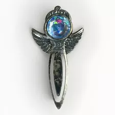 Vintage Bookmark Silver Plated Filigree w/ Faceted Blue Glass Accent - Unmarked