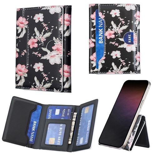 For Universal Phones Painted Flower Prints Leather Magnetic Wallet Card Holder - Picture 11 of 82