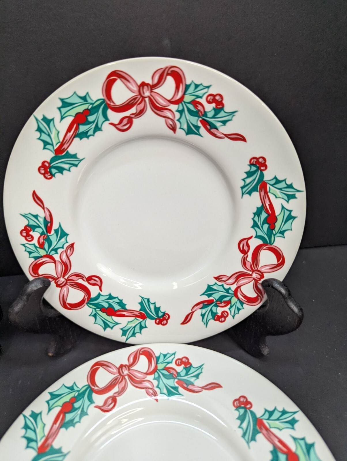 International Tableworks Christmas Ribbons 157 Saucers for Flat Cups Set of 4