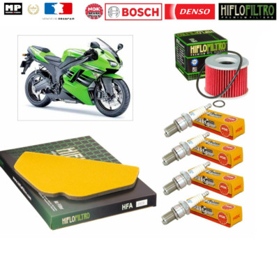 Pack Révision Moto Kawasaki ZZR 1100 / ZX1100 (1993-2001) : Filtres, Bougies + 4L Huile 10W40