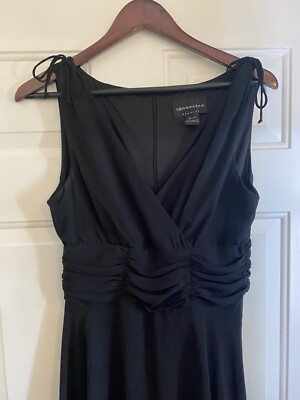 Connected Apparel Black Sleeveless Dress Ruched Front Womens Size 10