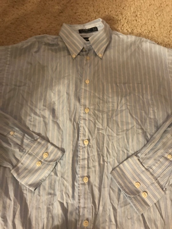 NAUTICA MENS DRESS SHIRT REGULAR FIT-LIGHT BLUE STRIPES-15.5 32/33