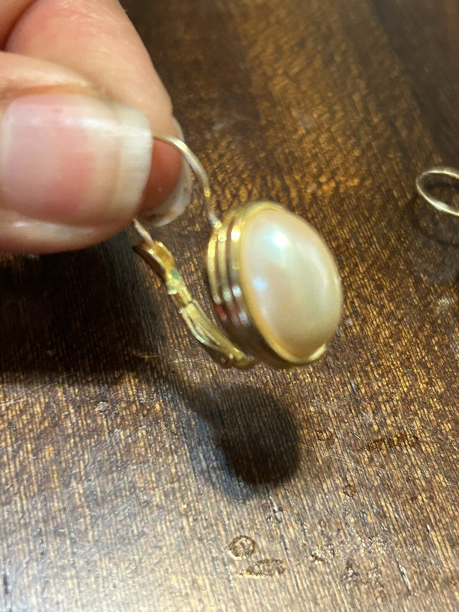 LCI Marked - (Liz Claiborne) - Gold-tone Stone Faux Pearl