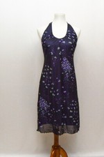 Vintage womens dress black purple floral M+ 90s