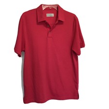 PGA Tour Golf Polo Collared Shirt Size M Fitted Red Short Sleeve