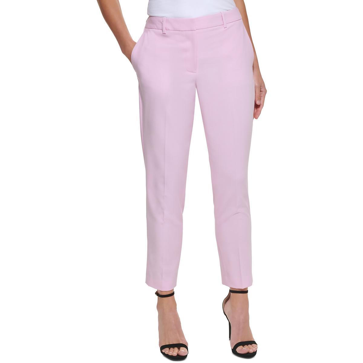 Укороченные офисные брюки DKNY Womens Essex Pink зауженного кроя 10 BHFO 6294