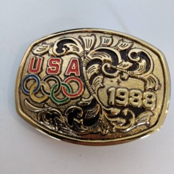 Vintage Gold Tone USA 1988 Olympics Licensed Belt… - image 2