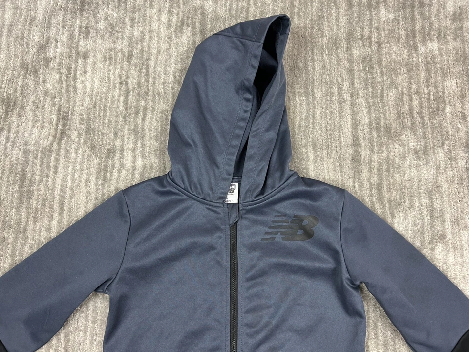 New Balance Jacket Kids XXS 5 Gray Full Zip Longsleeve Hoodie - Image 2 of 4
