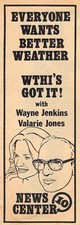 1978 WTHI INDIANA TV NEWS AD ~ VALARIE JONES & WAYNE JENKINS WEATHER REPORTERS