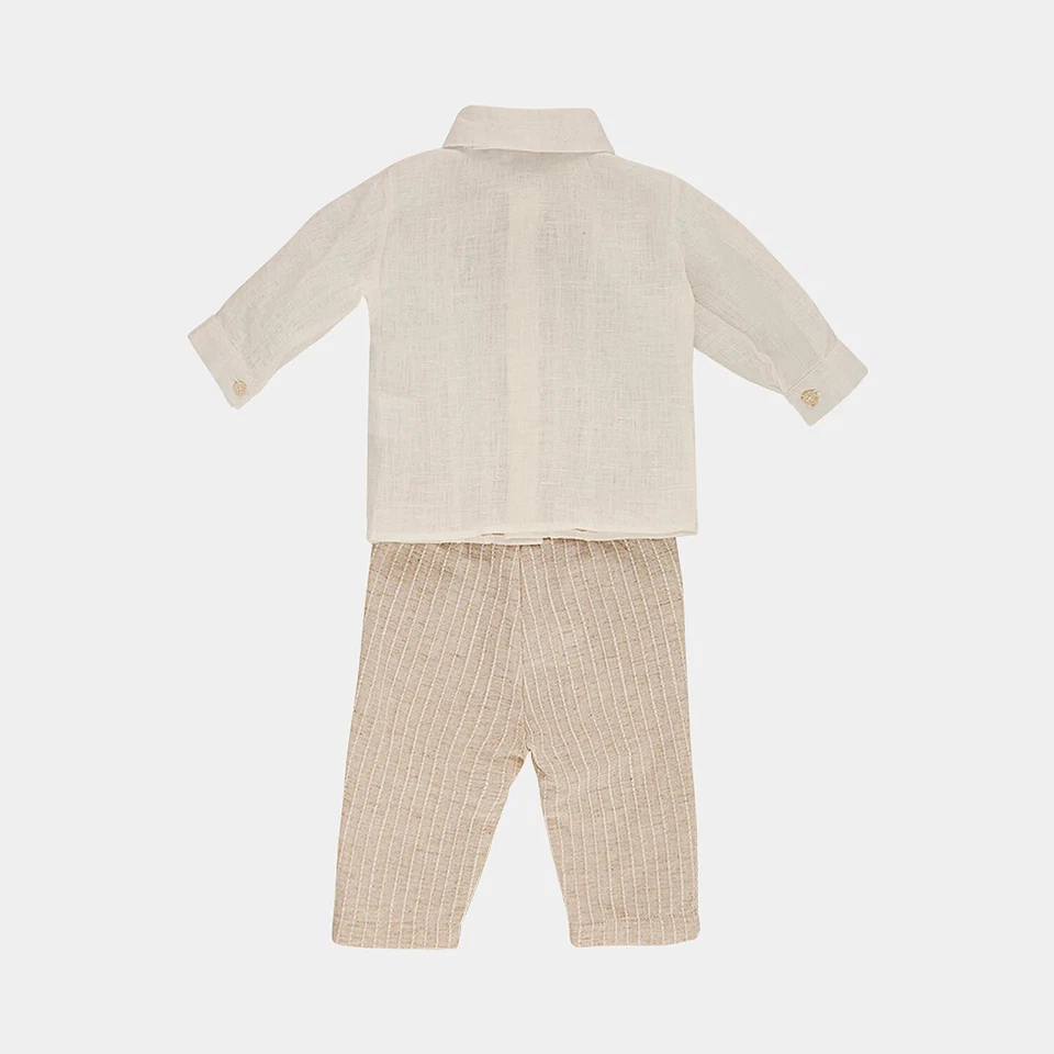 LALALU' SET BATTESIMO PANTALONE PAPILLON CAMICIA BAMBINO ESTATE 12 MESI - Immagine 2 di 4