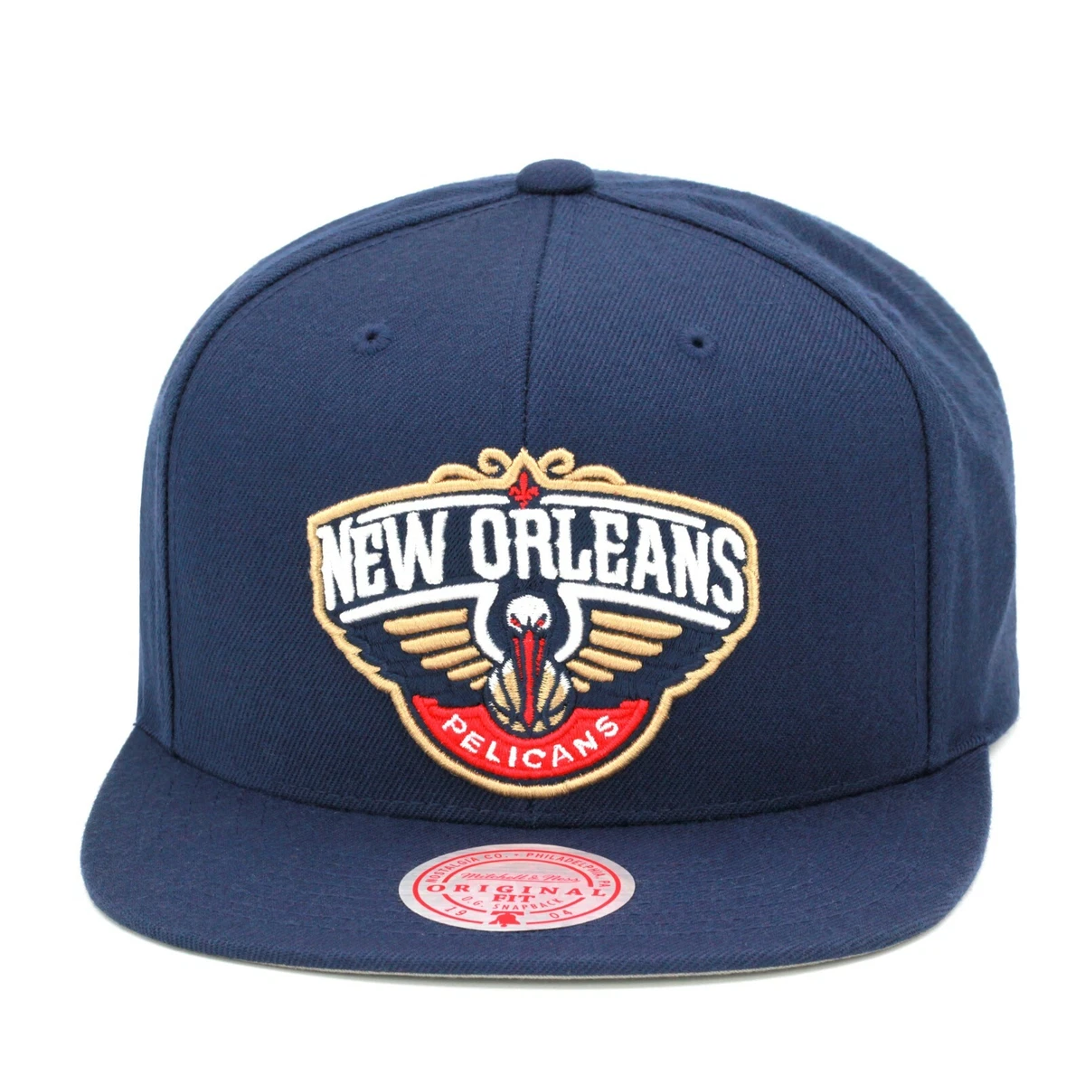 Mitchell Ness New Orleans Pelicans Snapback Hat Cap Navy Wheat