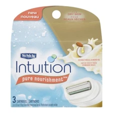 Schick Intuition Razor Blade Refills, Pure Nourishment  Dry Skin, 3 Cartridges