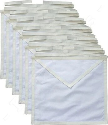 MASONIC REGALIA COTTON DUCK CLOTH CANDIDATE APPRENTICE APRONS - PACK OF 12 PIECE