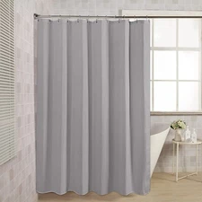 Amazerbath Waffle Shower Curtain, HEAVY DUTY Fabric Shower Curtains GRAY