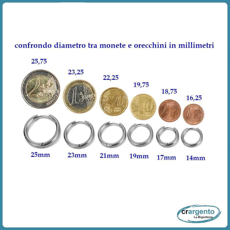 orecchini cerchio uomo acciaio inox piccoli da a in cerchietti lobo per spessi - Immagine 2 di 4