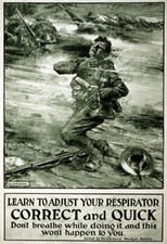 WA27 Vintage WWI Chemical Warfare Gas Mask Safety War Poster WW1 A1 A2 A3