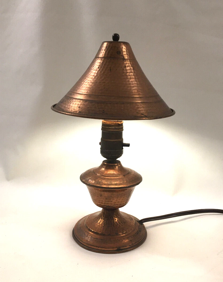 Antique hammered copper lamp deals