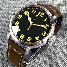 47mm Tandorio black dial NH35A Automatic Mens Watch Double Bow Sapphire Glass