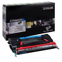 Original Lexmark C734A1CG 6000 Yield Cyan Toner Cartridge - Retail By Lexmark