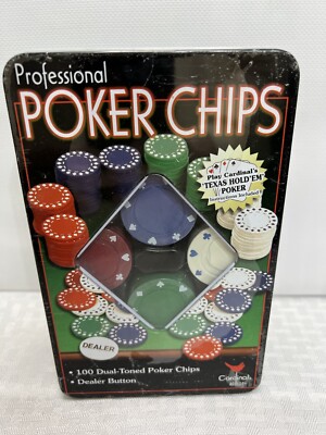 Cardinal Professional Poker Chip Set New Unopened 100 Dual-Toned W/Dealer Chip