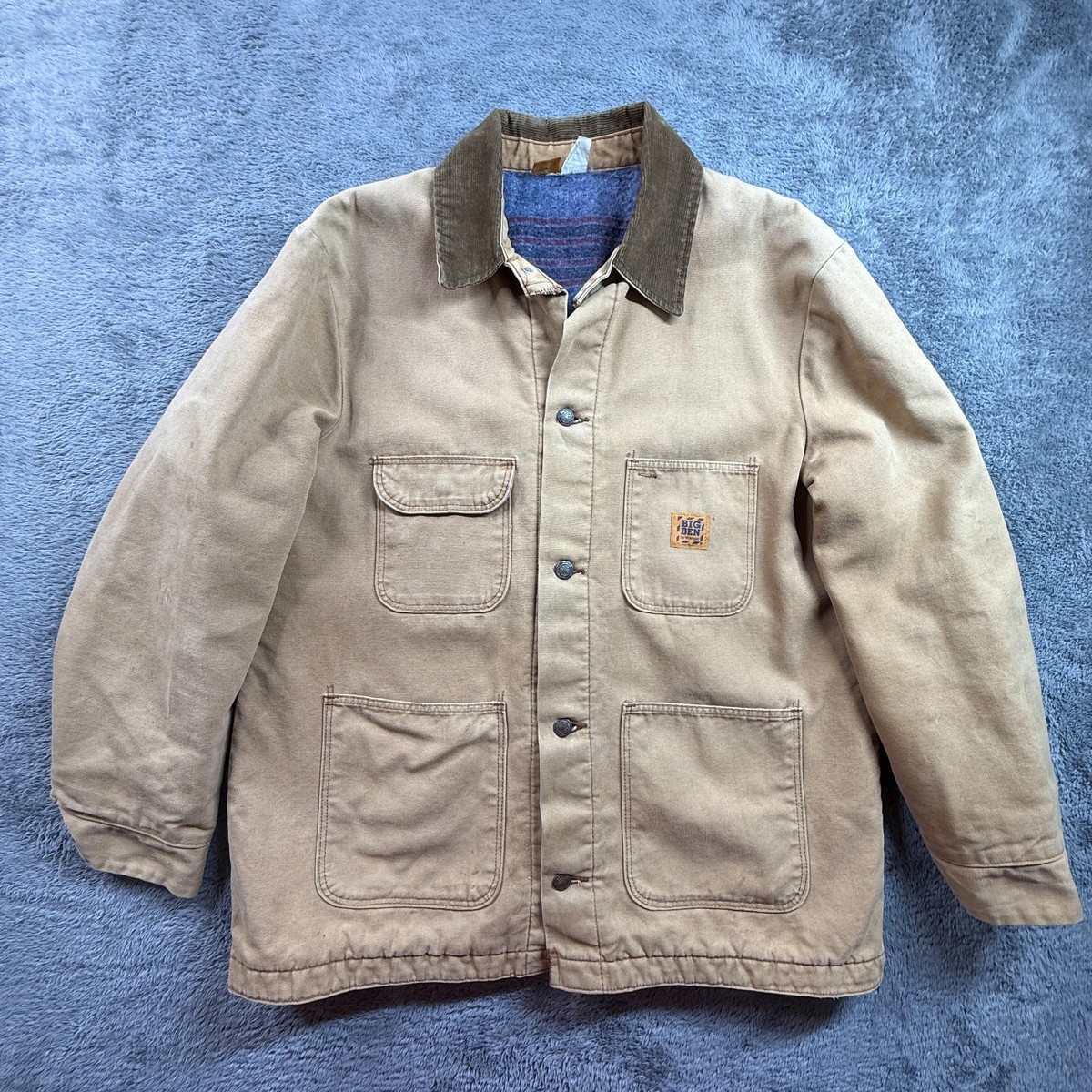 Vintage 70s Wrangler Big Ben Chore Coat Flannel Lined 42 Workwear