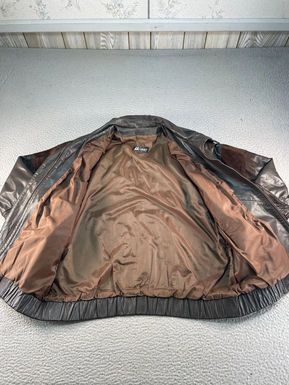 Vintage Comint Leather Bomber Jacket Mens Medium Brown Western Argentina 80s 90s image 3
