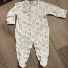 Kissy Kissy NWT 0-3 Months Baby Bunny Themed Zippered Blue Footie PIMA