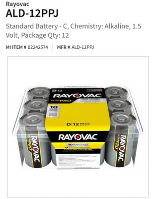 Rayovac High Energy D Batteries (12 Pack), Alkaline D Cell Batteries