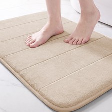 Memory Foam Bath Mat Soft Absorbent Bathroom Rug 24x17 Beige