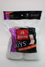 Hanes Vintage 1997 Boys Red Toe Seam Crew Length Tube Socks - 6 Pairs L Size 3-9