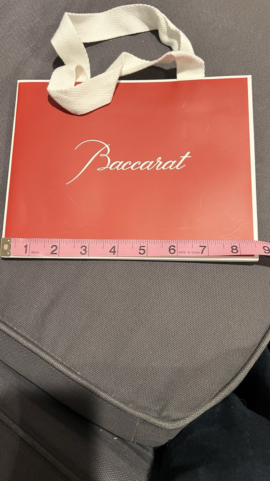 Authentic Brick Red Baccarat Shopping Tote/Gift Bag 8,5x 6,5x 2,5