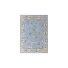 Hand Knotted Cotton Dhurrie Kilim Rug Color Blue and Pastel Handmade Carpet Rug