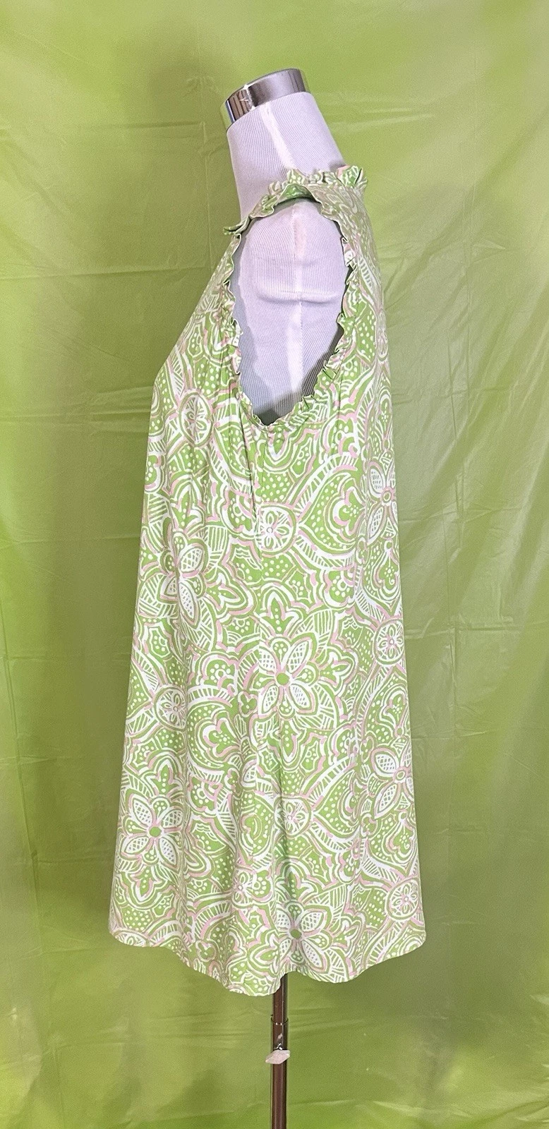 VETEMENTS Abito tubino Crown & Ivy donna taglia media verde con volant scollo a V costa preppy