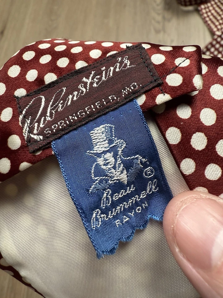 Bonita corbata de rayón rojo oscuro vintage de lunares atómicos Beau Brummel años 50 Foto 4 de 4
