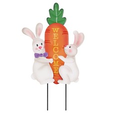 Easter Decorations Outdoor, 26 Inch Cute Bunny Carrot Decorative Garden Stakes f