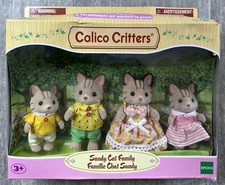 CALICO CRITTERS SANDY CAT FAMILY SET OF 4 EPOCH EVERLASTING PLAY CC1406 POSABLE