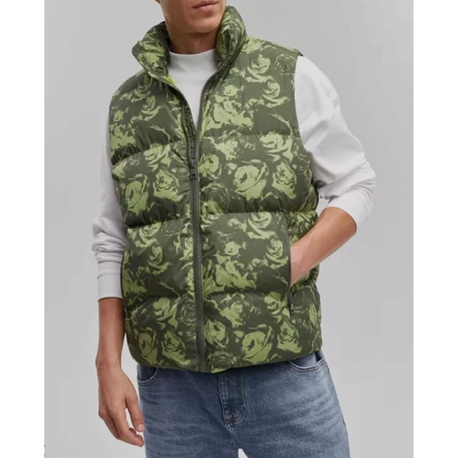 Mode of One Men Puffer Vest Full Zip Wild Ivy Size S