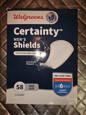 Walgreens Certainty Men's Shields, Light Absorbency One Size 58 CT