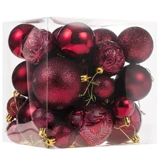 Christmas Ornaments for Xmas Trees,Burgundy Shatterproof Christmas Ball Ornam...