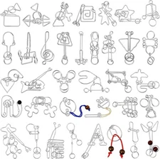 Yilloog Metal Brain Teaser Puzzles Set of 36 with Pouch, Steel IQ Games... 