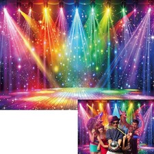 Rainbow Stage Disco Backdrop 7x5FT Colorful Stage Music Photography Backgroun...