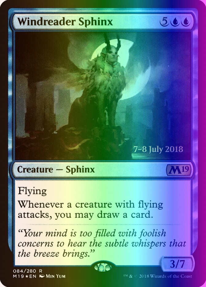 MTG Windreader Sphinx (84/95) Core Set 2019 Promos LP FOIL- Prerelease