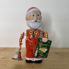 Vintage Merry Christmas Tin Wind Up Santa