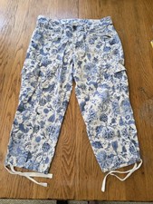 Faded Glory~Womens Sz 10~White & Blue Floral ...