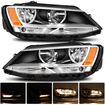 2PCS Headlights For 2011-2018 Volkswagen Jetta Headlamps Factory Style W/Bulbs