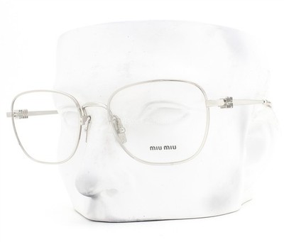 Miu Miu Eyeglasses VMU 50W 1BC-1O1 Glasses Polished Silver Metal 53mm w/case